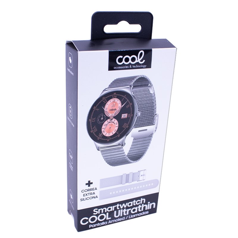 Smartwatch COOL Ultrathin + 2 Correas (Amoled, Llamadas, Ultrafino) Gris