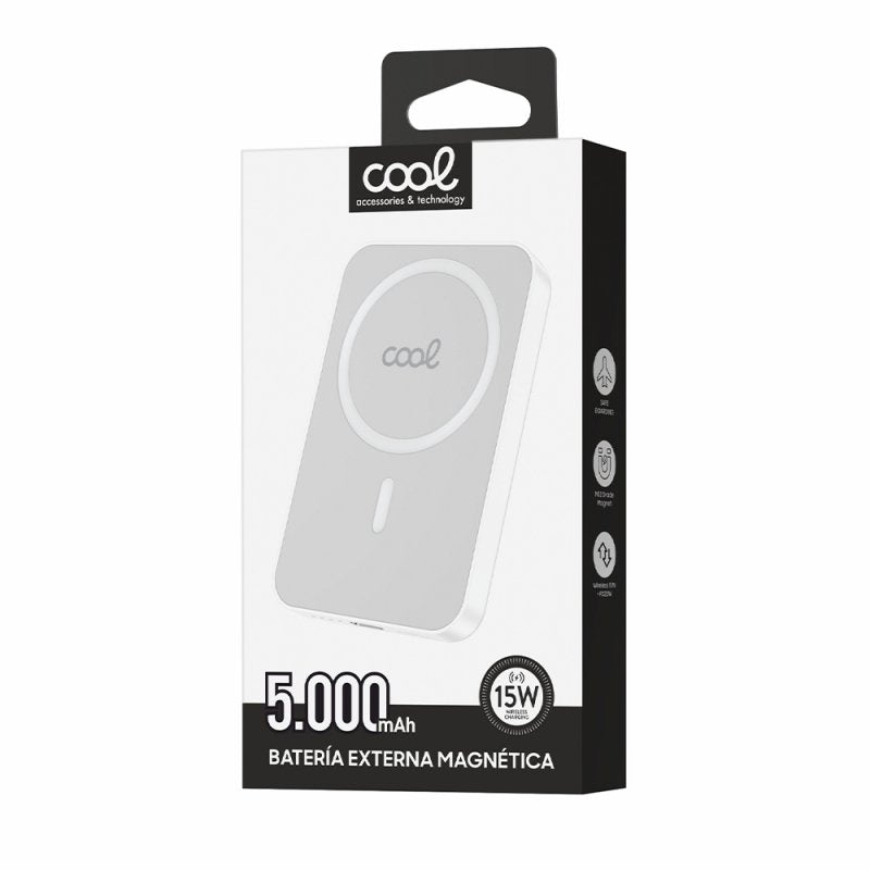 Bateria Externa Universal MAGNÉTICA Power Bank Qi 5000 mAh COOL Blanco