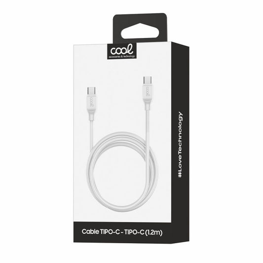 Cable USB Compatible COOL Universal TIPO-C a TIPO-C (1.2 metros) Blanco 3 Amp