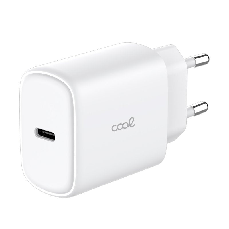 Cargador Red Universal Fast Adapt. (PD) Tipo-C COOL (25W) Blanco + Cable Tipo-C a Tipo-C