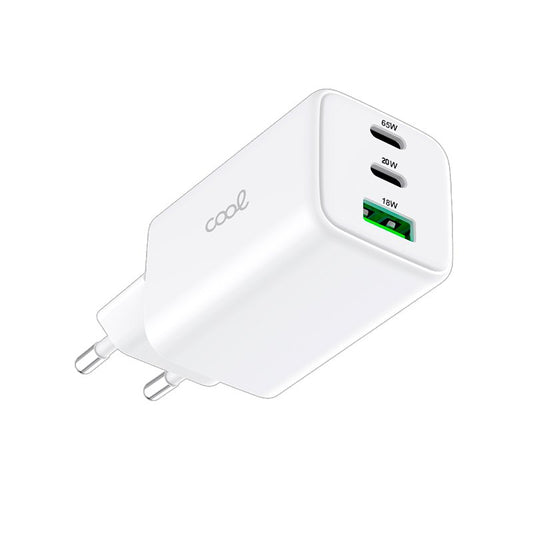Cargador Red Universal Ultra Fast PD Port x3 (2x Tipo-C + 1x USB) COOL (65W) GaN Blanco